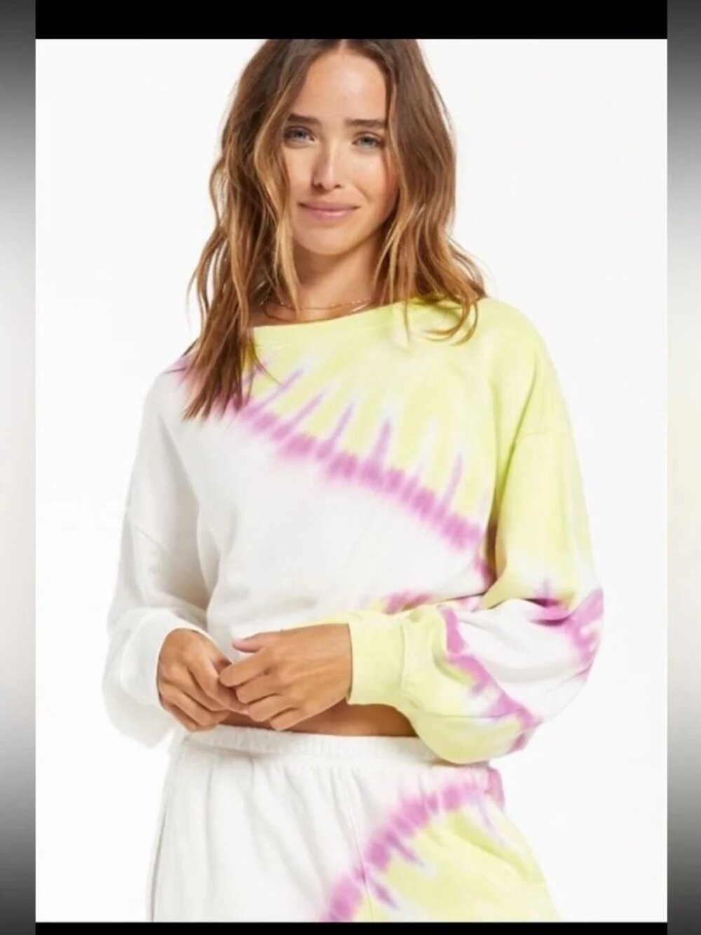 NEW Zsupply Sunburst Tie Dye Loungewear Sweatpant Sweatshirt Set